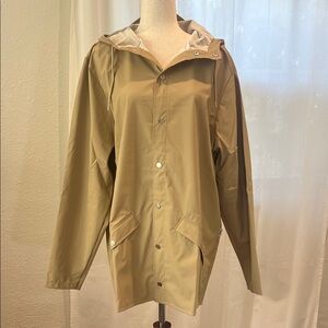 Rains Lightweight Waterproof Trench Style Raincoat in color Sand. NWT